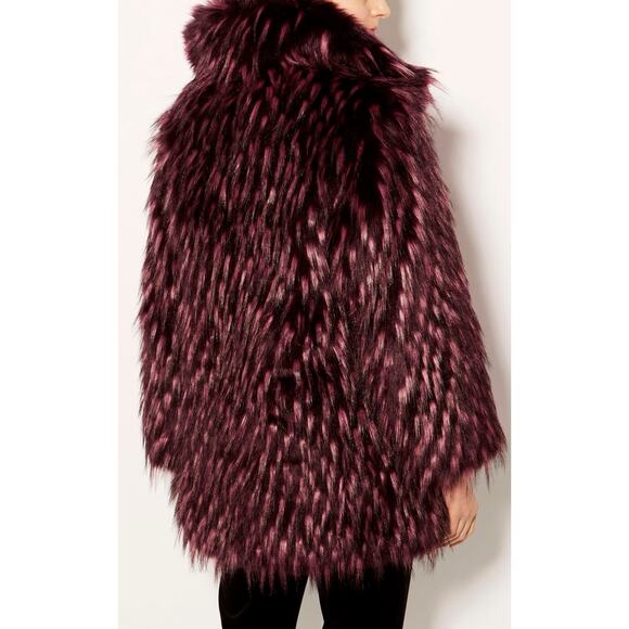 KAREN MILLEN Feather Tip Faux Fur Coat Purple Sz 6 Warm and Soft - Picture 3 of 12